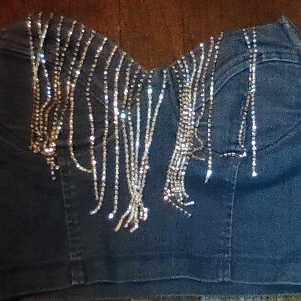 Wrangler Blue Crop Top with Silver Accents